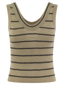Brunello Cucinelli Sparkling Linen And Cotton Ribbed Knit Top