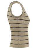Brunello Cucinelli Sparkling Linen And Cotton Ribbed Knit Top