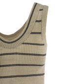 Brunello Cucinelli Sparkling Linen And Cotton Ribbed Knit Top