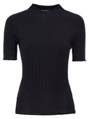Peserico Easy Kurzarmpullover aus gerippter Wolle