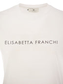 Elisabetta Franchi T Shirt In Jersey Con Logo Strass