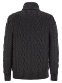 Brunello Cucinelli Soft Virgin Wool And Cashmere Braided Buttoned Cardigan With Zip