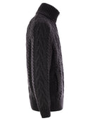 Brunello Cucinelli Soft Virgin Wool And Cashmere Braided Buttoned Cardigan With Zip