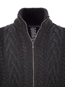 Brunello Cucinelli Soft Virgin Wool And Cashmere Braided Buttoned Cardigan With Zip