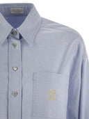 Brunello Cucinelli Cotton Oxford Shirt With Logo