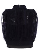 Fabiana Filippi Fringed Top In Virgin Wool, Silk And Cashmere