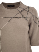 Fabiana Filippi Wool, Silk And Cashmere Sweater With Jewel Embroidery And Rhinestone Details