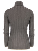 Fabiana Filippi gerippter Rollkragenpullover mit Lurex