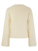 Fabiana Filippi V Neck Sweater In Platinum With Sequins