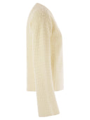 Fabiana Filippi V Neck Sweater In Platinum With Sequins