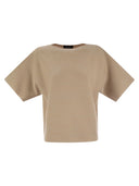 Suéter de cuello de algodón Fabiana Filippi y Lurex Boat