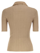 Fabiana Filippi Ribbed Silk And Wool Polo Knit With Jewel Buttons