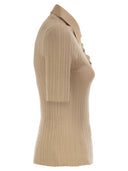 Fabiana Filippi Ribbed Silk And Wool Polo Knit With Jewel Buttons