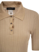 Fabiana Filippi Ribbed Silk And Wool Polo Knit With Jewel Buttons