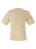 Fabiana Filippi Short Sleeved Jumper In Fancy Crochet Stitch With Sequins