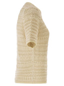Fabiana Filippi Short Sleeved Jumper In Fancy Crochet Stitch With Sequins