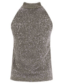 Fabiana Filippi Cotton Knit Toque con lentejuelas