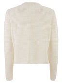 Fabiana Filippi Openwork Knitted Cotton Cardigan With Jewelled Buttons