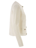 Fabiana Filippi Openwork Knitted Cotton Cardigan With Jewelled Buttons