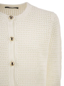 Fabiana Filippi Openwork Knitted Cotton Cardigan With Jewelled Buttons