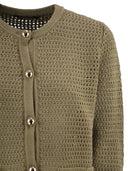 Fabiana Filippi Openwork Knitted Cotton Cardigan With Jewelled Buttons