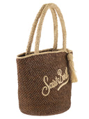 Mc2 Saint Barth Woven Raffia Tote Bag With Embroidered Logo