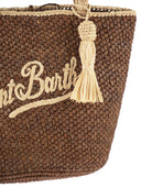Mc2 Saint Barth Woven Raffia Tote Bag With Embroidered Logo