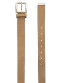 Brunello Cucinelli Inverted Leather Belt With Square Buckle And Toecap