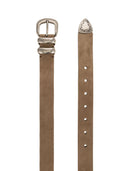 Brunello Cucinelli Reverse Calfskin Belt With Machined Buckle And Toecap