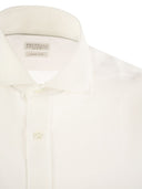 Brunello Cucinelli Easy Fit Linen Shirt con collare francese