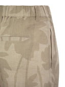 Brunello Cucinelli Gathered Waist Shorts In Lexivé Linen Ramage Print Canvas