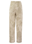 Brunello Cucinelli Ramage Print Linen Slouchy Trousers