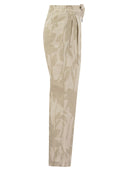 Brunello Cucinelli Ramage Print Linen Slouchy Trousers