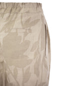 Brunello Cucinelli Ramage Print Linen Slouchy Trousers
