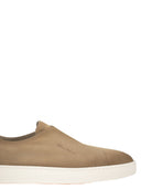 Santoni Suede Leather Slip On Trainers With Rubber Sole
