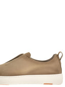Santoni Suede Leather Slip On Trainers With Rubber Sole