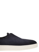 Santoni Suede Leather Slip On Trainers With Rubber Sole
