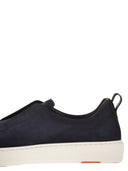 Santoni Suede Leather Slip On Trainers With Rubber Sole