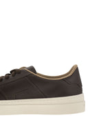 Santoni Tumbled Leather Double Buckle Trainer