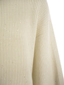 Brunello Cucinelli Wool And Cashmere Rib Sweater With Sequins