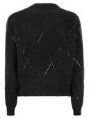 Brunello Cucinelli Mohair, Wool, Cashmere And Silk Sweater With Dazzling Argyle Embroidery