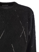 Brunello Cucinelli Mohair, Wool, Cashmere And Silk Sweater With Dazzling Argyle Embroidery