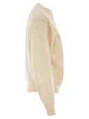 Brunello Cucinelli Mohair, lana, cashmere e maglione di seta con abbaglianti ricami Argyle