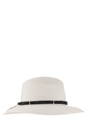 Brunello Cucinelli Fedora Made Of Hemp And Techno Cotton With Leather Band And Necklace