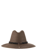 Brunello Cucinelli Fedora Made Of Hemp And Techno Cotton With Leather Band And Necklace