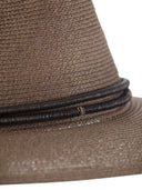 Brunello Cucinelli Fedora Made Of Hemp And Techno Cotton With Leather Band And Necklace