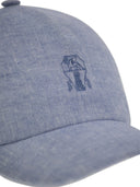 Brunello Cucinelli Sparkling Linen Canvas Baseball Cap With Embroidered Logo