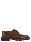 Santoni Lace Up Derby Brogue In Leather
