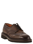 Santoni Lace Up Derby Brogue In Leather
