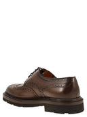 Santoni Lace Up Derby Brogue In Leather